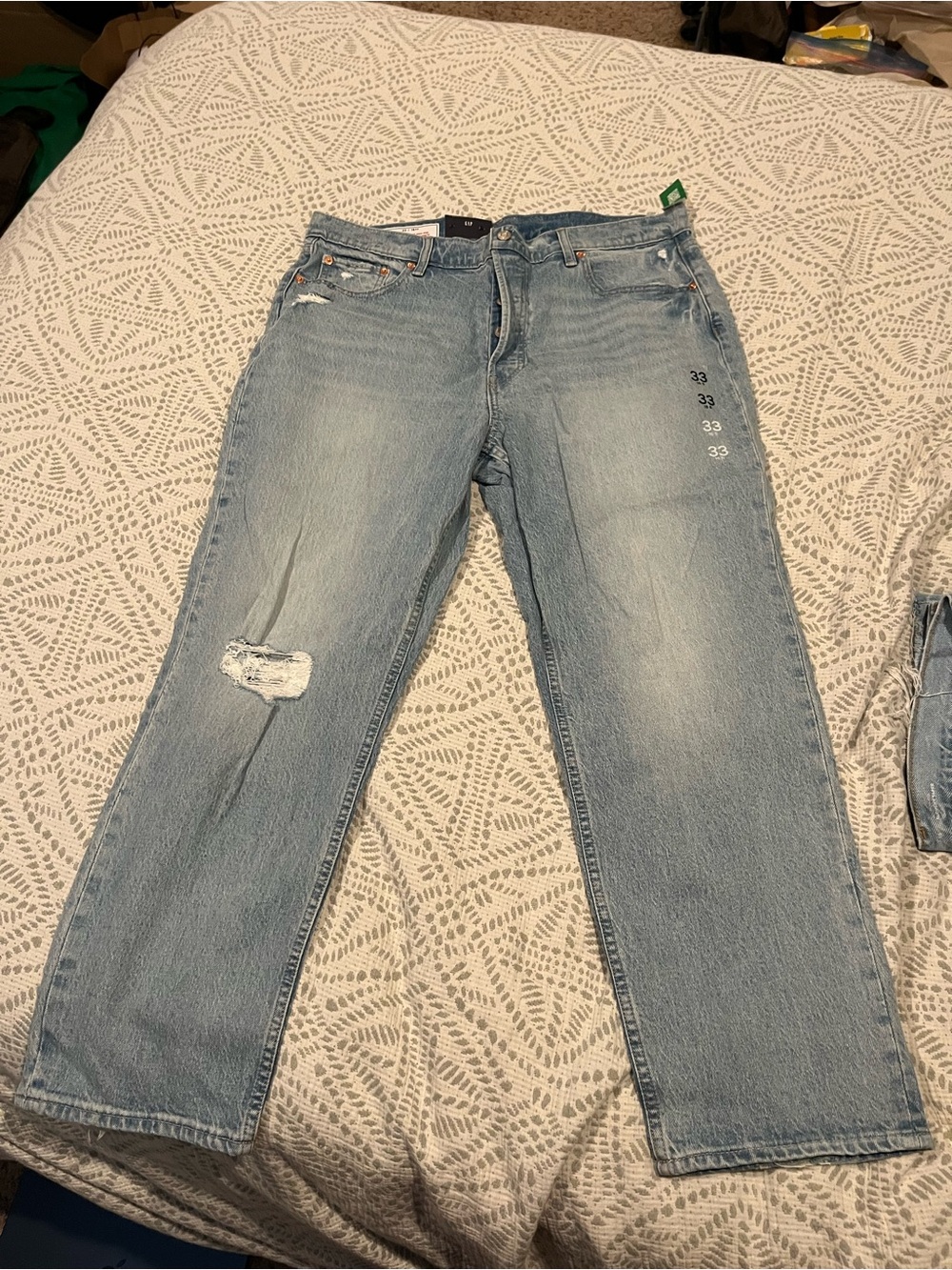 Gap High Rise Straight Legged Jeans in a Light Wash